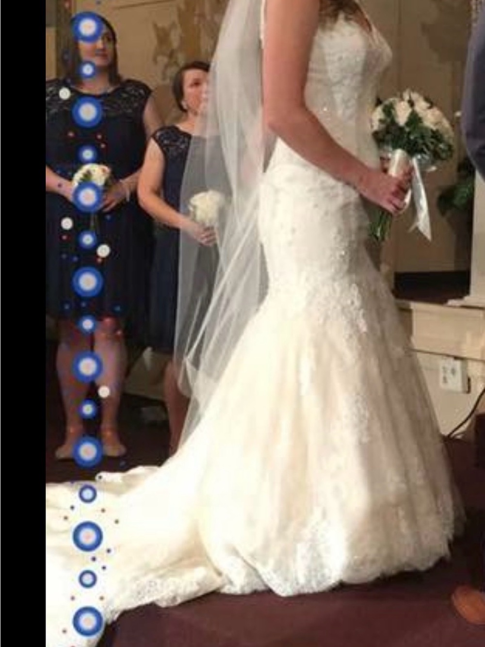 Stunning Long Ivory Wedding Dress With Open Back and Train